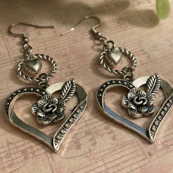 Double Heart Earrings - Picture 6 of 7